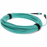 AddOn 50m MPO (Male) to MPO (Male) 12-Strand Aqua OM4 Crossover Fiber OFNR (Riser-Rated) Patch Cable