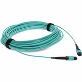 AddOn 50m MPO (Male) to MPO (Male) 12-Strand Aqua OM4 Crossover Fiber OFNR (Riser-Rated) Patch Cable