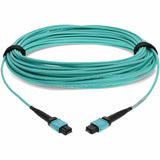 AddOn 50m MPO (Male) to MPO (Male) 12-Strand Aqua OM4 Crossover Fiber OFNR (Riser-Rated) Patch Cable