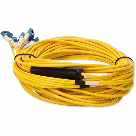 AddOn 5m MPO (Female) to 6xLC (Male) 12-Strand Yellow OS2 Duplex OFNR (Riser-Rated) Fiber Fanout Cable