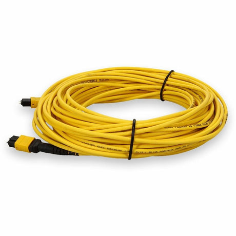 AddOn 50m MPO (Male) to MPO (Male) 12-Strand Yellow OS2 Straight Fiber OFNR (Riser-Rated) Patch Cable