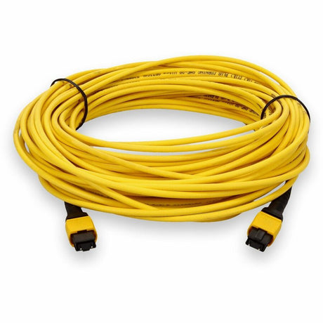 AddOn 50m MPO (Male) to MPO (Male) 12-Strand Yellow OS2 Straight Fiber OFNR (Riser-Rated) Patch Cable