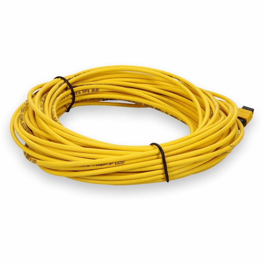 AddOn 50m MPO (Male) to MPO (Male) 12-Strand Yellow OS2 Straight Fiber OFNR (Riser-Rated) Patch Cable