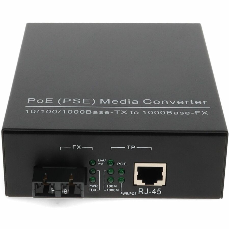 AddOn 10/100/1000Base-TX(RJ-45) to 1000Base-MX(SC) MMF 1310nm 2km IEEE802.3at/48V/1.0A/50W POE Media Converter