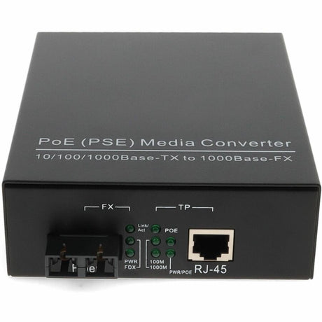 AddOn 10/100/1000Base-TX(RJ-45) to 1000Base-MX(SC) MMF 1310nm 2km IEEE802.3at/48V/1.0A/50W POE Media Converter