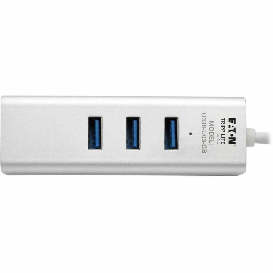 Eaton Tripp Lite Series USB to Gigabit Ethernet NIC Network Adapter with 3 Port USB 3.x (5Gbps) Hub