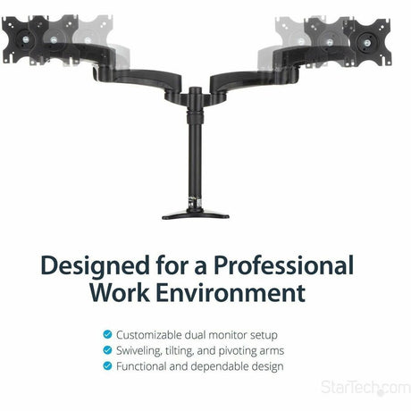 StarTech.com Desk Mount Dual Monitor Arm, Dual Articulating Monitor Arm, Height Adjustable, For VESA Monitors up to 24" (29.9lb/13.6kg)