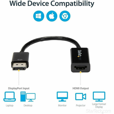 StarTech.com DisplayPort to HDMI Adapter, 4K 30Hz Active DP to HDMI Video Converter, Ultra HD DP 1.2 to HDMI 1.4 Monitor Adapter Dongle