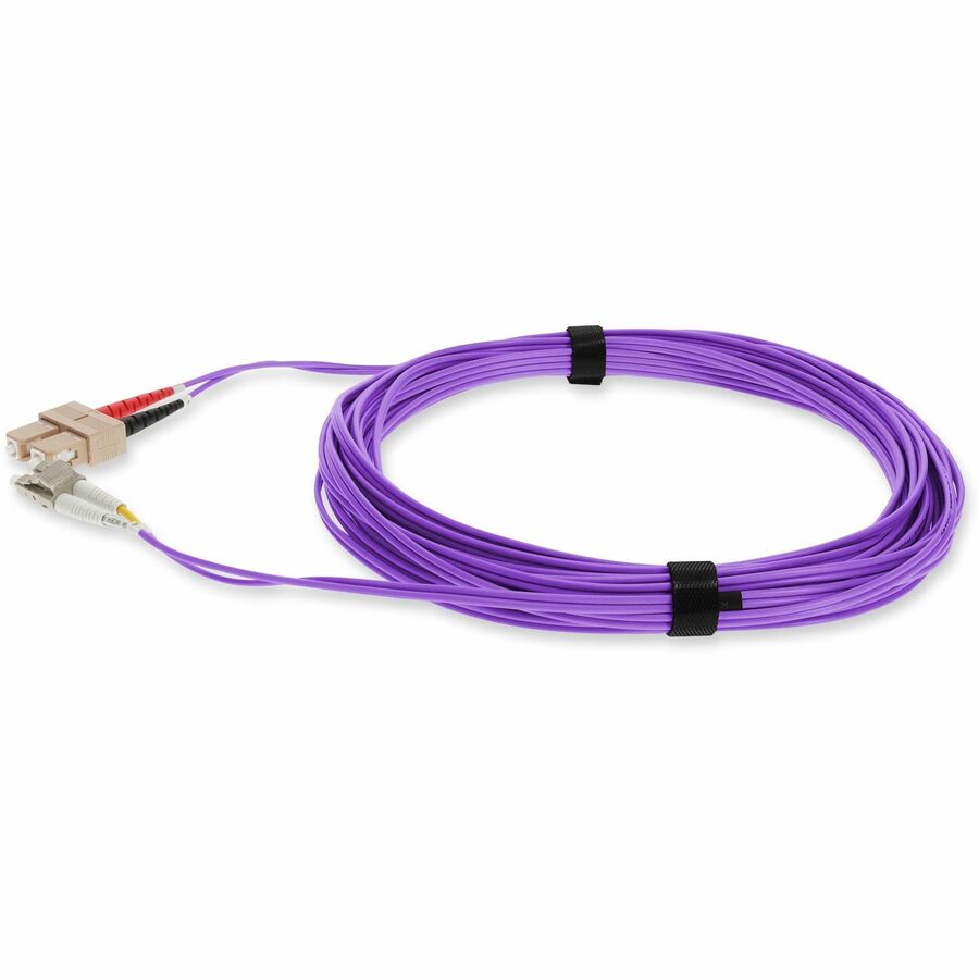 AddOn 7m LC (Male) to SC (Male) Straight Violet OM3 Duplex Fiber OFNR (Riser-Rated) TAA Compliant Patch Cable