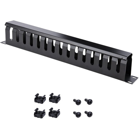 StarTech.com 1U Horizontal Finger Duct Rack Cable Management Panel with Cover