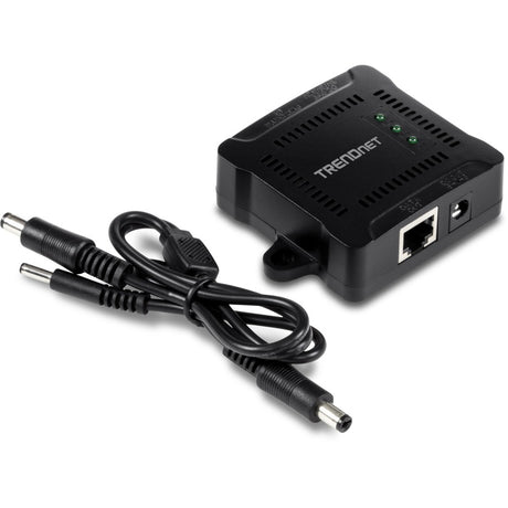TRENDnet Gigabit PoE Splitter, 1 x Gigabit PoE Input Port, 1 x Gigabit Output Port, Up to 100m (328 ft), Supports 5V, 9V, 12V Devices, 802.3af PoE Compatible, PoE Powered, Black, TPE-104GS