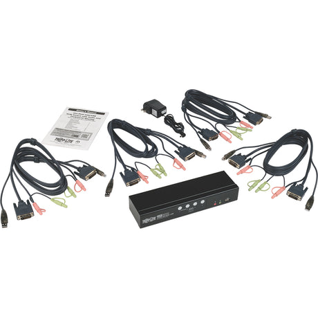 Eaton Tripp Lite Series 4-Port DVI Dual-Link / USB KVM Switch with Audio and Cables, TAA