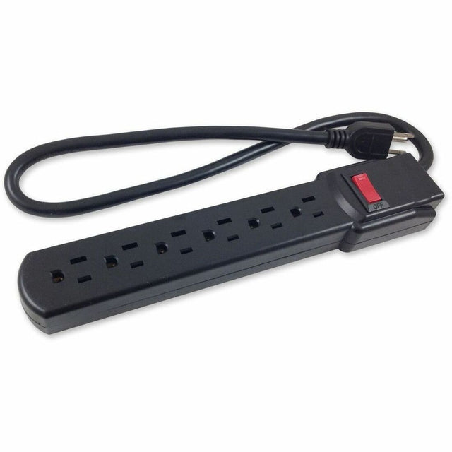 Comprehensive 6-Outlet Black Surge Protector 6Ft AC Cord