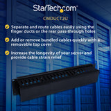 StarTech.com 2U Horizontal Finger Duct Rack Cable Management Panel with Cover