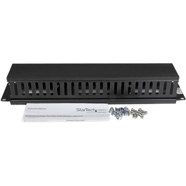 StarTech.com 2U Horizontal Finger Duct Rack Cable Management Panel with Cover