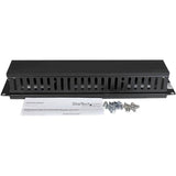 StarTech.com 2U Horizontal Finger Duct Rack Cable Management Panel with Cover