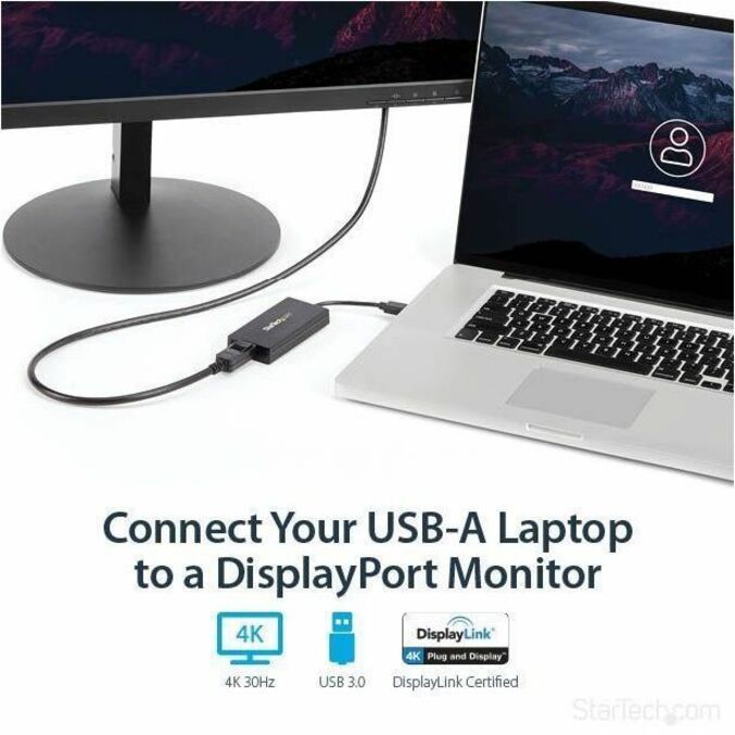 StarTech.com USB 3.0 to DisplayPort Adapter, 4K 30Hz UHD, USB to DP Display Adapter, External Video/Graphics Card for Mac & Windows