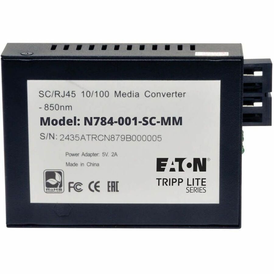 Eaton Tripp Lite Series 10/100 SC Multimode Fiber to Ethernet Media Converter, 550M, 850nm