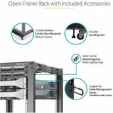 StarTech.com 4-Post 12U Mobile Open Frame Server Rack, 19" Network Rack with Casters, Rolling Rack for Computer/AV/Data/IT Equipment
