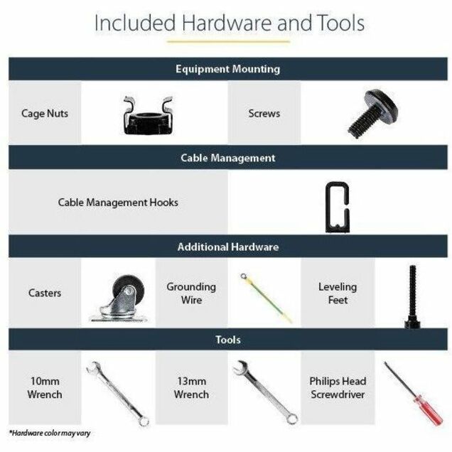 StarTech.com 4-Post 12U Mobile Open Frame Server Rack, 19" Network Rack with Casters, Rolling Rack for Computer/AV/Data/IT Equipment