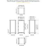 StarTech.com 4-Post 25U Mobile Open Frame Server Rack, 19in Network Rack with Casters, Rolling Rack for Computer/AV/Data/IT Equipment