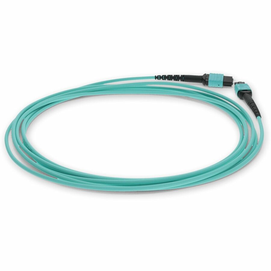 AddOn 5m MPO (Male) to MPO (Male) 12-Strand Aqua OM3 Straight Fiber OFNR (Riser-Rated) Patch Cable