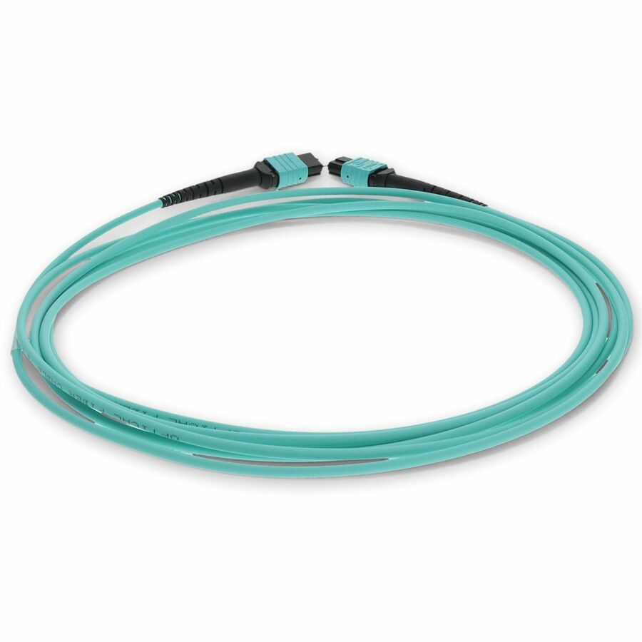 AddOn 5m MPO (Male) to MPO (Male) 12-Strand Aqua OM3 Straight Fiber OFNR (Riser-Rated) Patch Cable