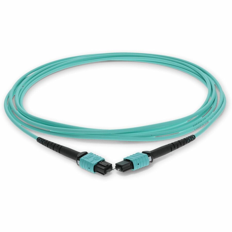 AddOn 5m MPO (Male) to MPO (Male) 12-Strand Aqua OM3 Straight Fiber OFNR (Riser-Rated) Patch Cable