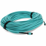 AddOn 50m MPO (Male) to MPO (Male) 12-Strand Aqua OM3 Straight Fiber OFNR (Riser-Rated) Patch Cable