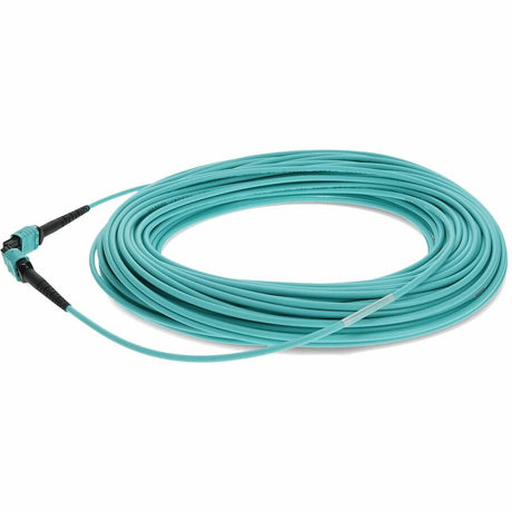 AddOn 50m MPO (Female) to MPO (Female) 12-Strand Aqua OM4 Crossover Fiber OFNR (Riser-Rated) Patch Cable