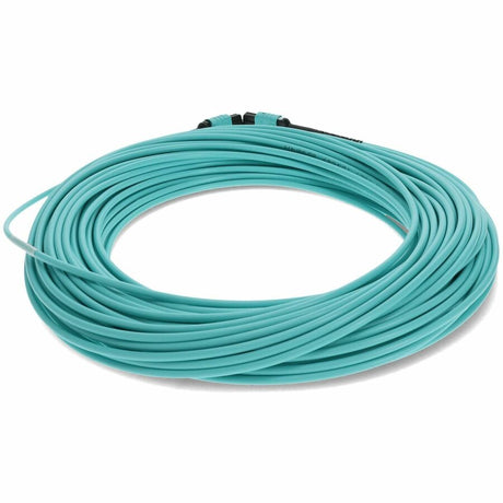 AddOn 50m MPO (Female) to MPO (Female) 12-Strand Aqua OM4 Crossover Fiber OFNR (Riser-Rated) Patch Cable