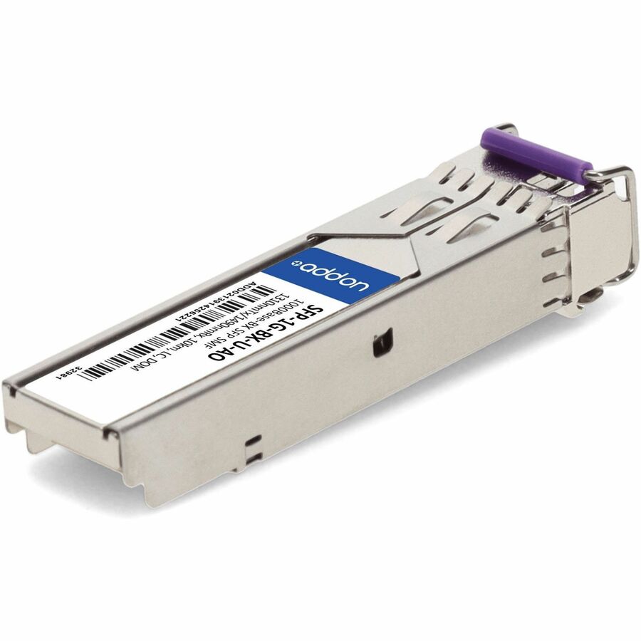 AddOn MSA and TAA Compliant 1000Base-BX SFP Transceiver (SMF, 1310nmTx/1490nmRx, 10km, LC, DOM)