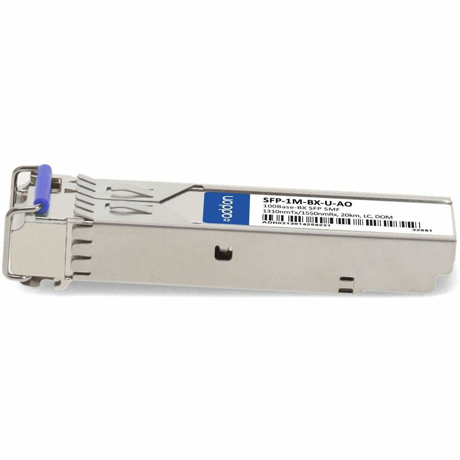 AddOn MSA and TAA Compliant 100Base-BX SFP Transceiver (SMF, 1310nmTx/1550nmRx, 20km, LC, DOM)