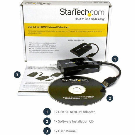 StarTech.com USB 3.0 to HDMI Adapter, DisplayLink Certified, 1920x1200, USB-A to HDMI Display Adapter, External Graphics Card for Mac/PC