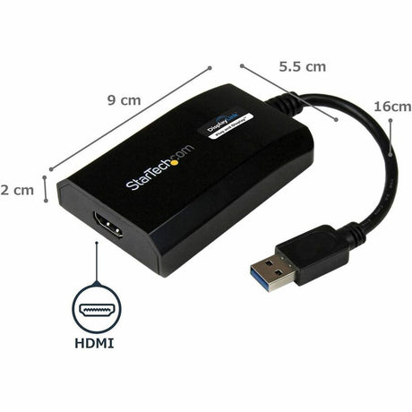 StarTech.com USB 3.0 to HDMI Adapter, DisplayLink Certified, 1920x1200, USB-A to HDMI Display Adapter, External Graphics Card for Mac/PC