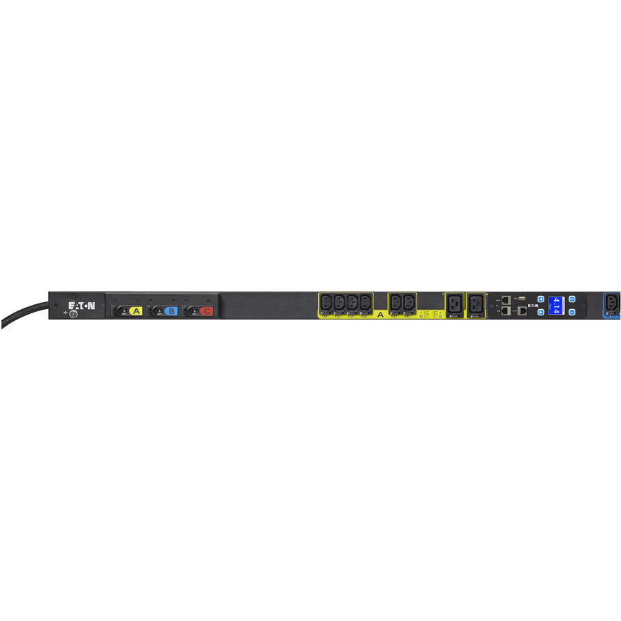 Eaton Managed rack PDU, 0U, L15-20P input, 5.76 kW max, 200-240V, 16A, 10 ft cord, Three-phase, Outlets: (18) C13 Outlet grip, (6) C19 Outlet grip