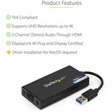 StarTech.com USB 3.0 to HDMI Adapter, 4K 30Hz UHD, USB to HDMI Display Adapter, External Video/Graphics Card for Mac & Windows