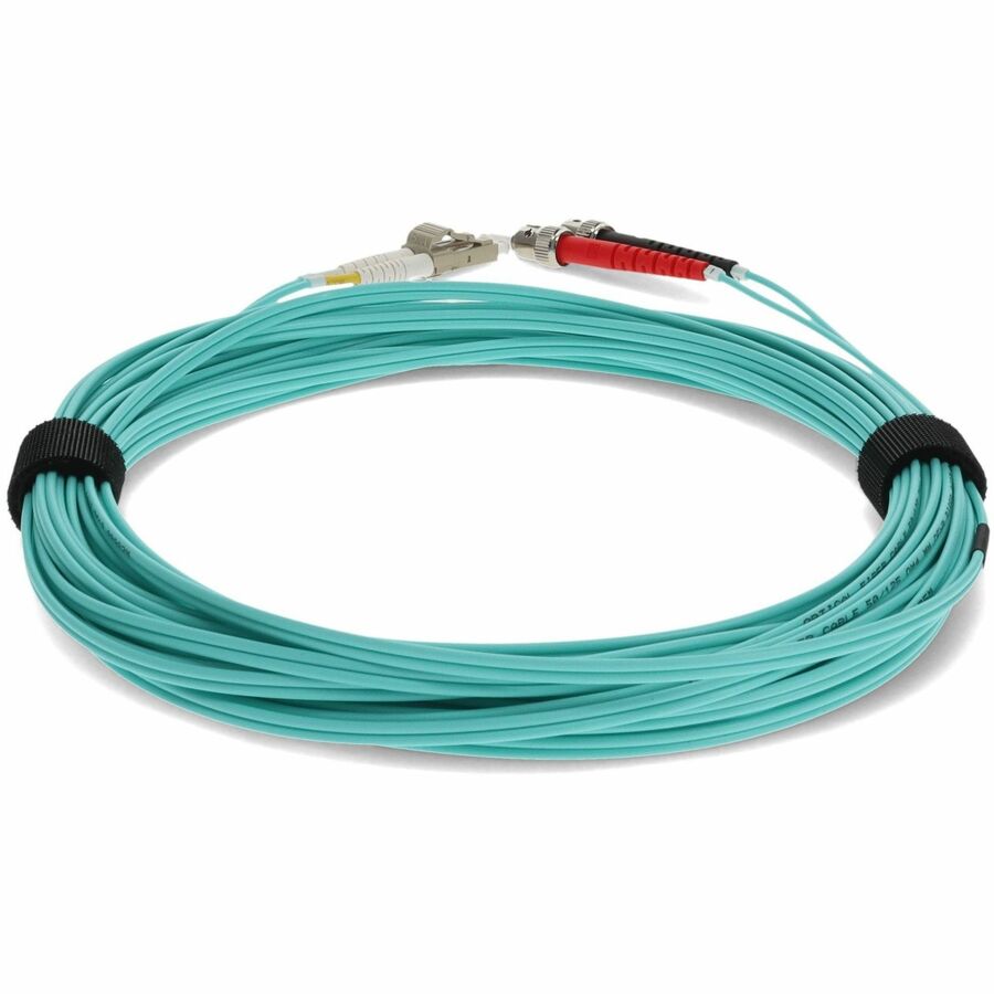 AddOn 6m LC (Male) to ST (Male) Aqua OM3 Duplex Fiber OFNR (Riser-Rated) Patch Cable