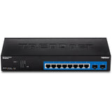 TRENDnet 10-Port Gigabit Web Smart Switch; 20 Gbps Switching Capacity; 8 x RJ-45 Ports; 2 x SFP; Slots; VLAN; QoS; LACP; IPv6 Support; Fanless; Rack Mountable; Lifetime Protection; TEG-082WS