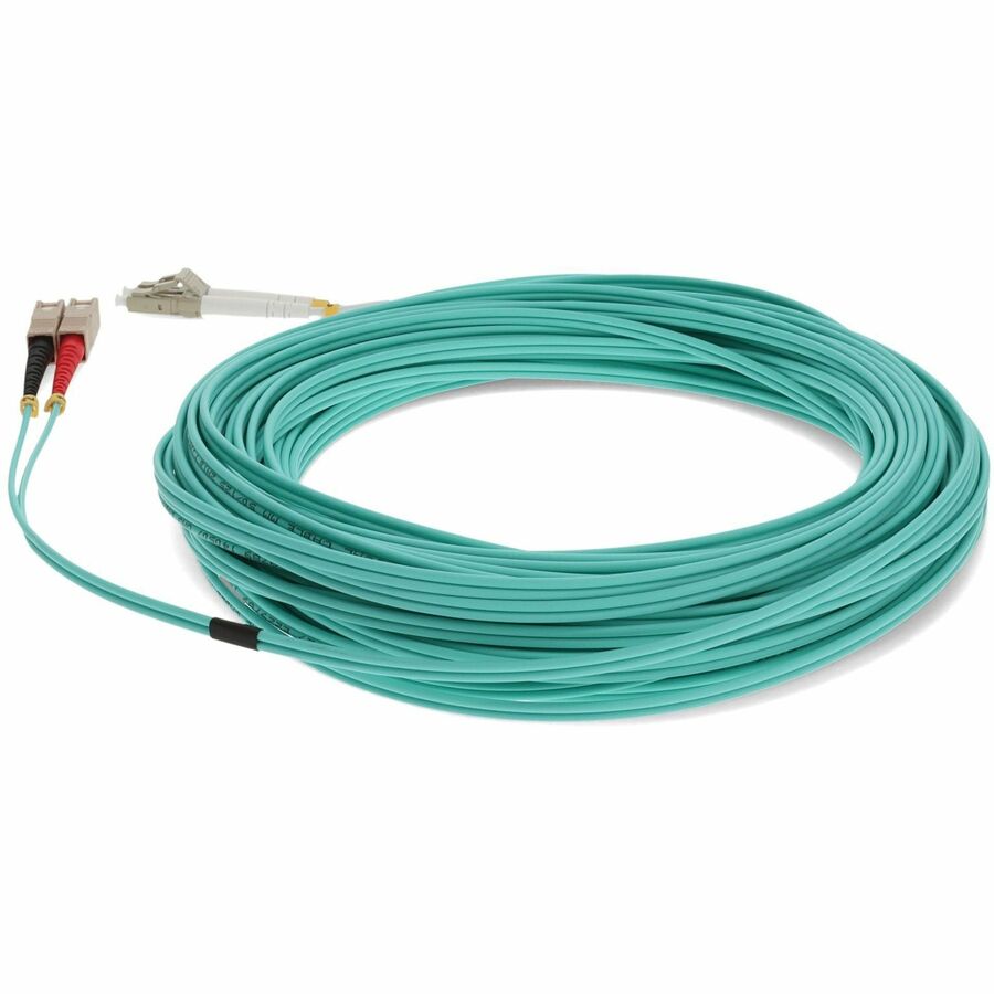 AddOn 40m LC (Male) to SC (Male) Aqua OM3 Duplex Fiber OFNR (Riser-Rated) Patch Cable