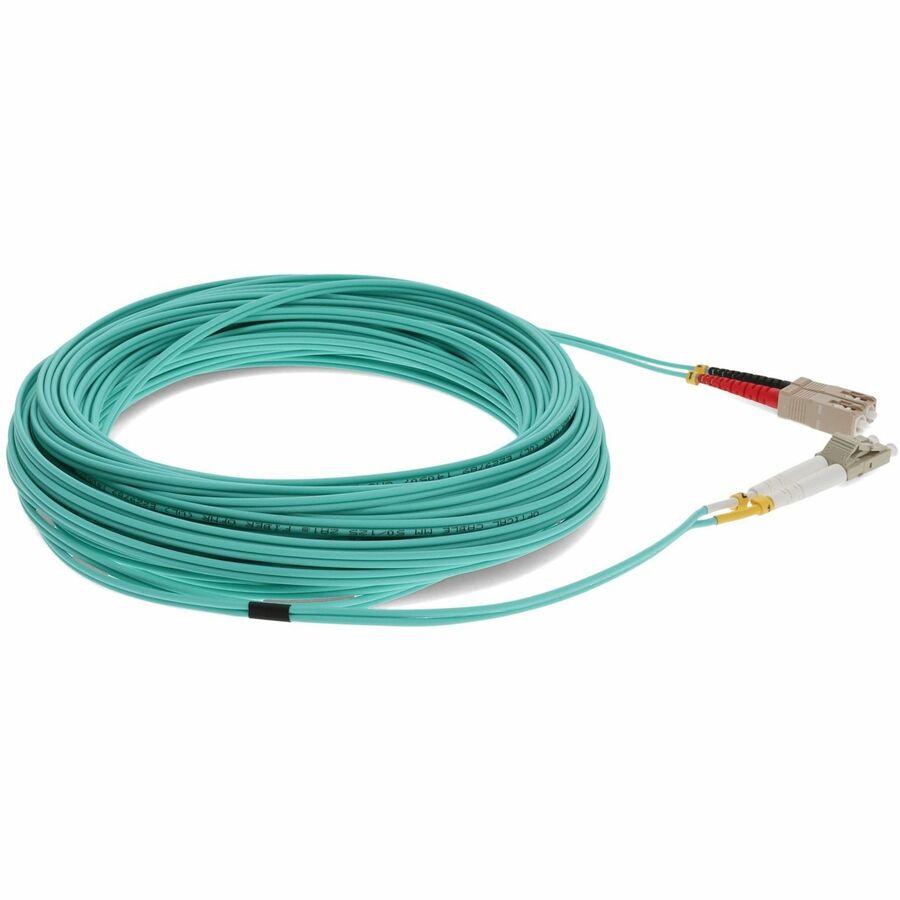 AddOn 50m LC (Male) to SC (Male) Aqua OM3 Duplex Fiber OFNR (Riser-Rated) Patch Cable