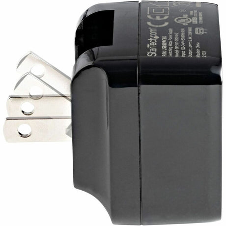 StarTech.com Travel USB Wall Charger - 2 Port - Black - Universal Travel Adapter - International Power Adapter - USB Charger