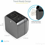 StarTech.com Travel USB Wall Charger - 2 Port - Black - Universal Travel Adapter - International Power Adapter - USB Charger