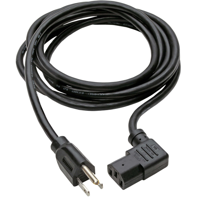 Eaton Tripp Lite Series Computer Power Cord, NEMA 5-15P to Right-Angle C13 - 10A, 125V, 18 AWG, 14 ft. (4.27 m), Black