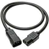 Eaton Tripp Lite Series Heavy-Duty PDU Power Cord, C13 to C14 - 15A, 250V, 14 AWG, 3 ft. (0.91 m), Black