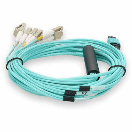 AddOn 3m Juniper Networks MTP-4LC-M3M Compatible MPO (Female) to 8xLC (Male) 8-Strand Aqua OM3 Fiber Fanout Cable