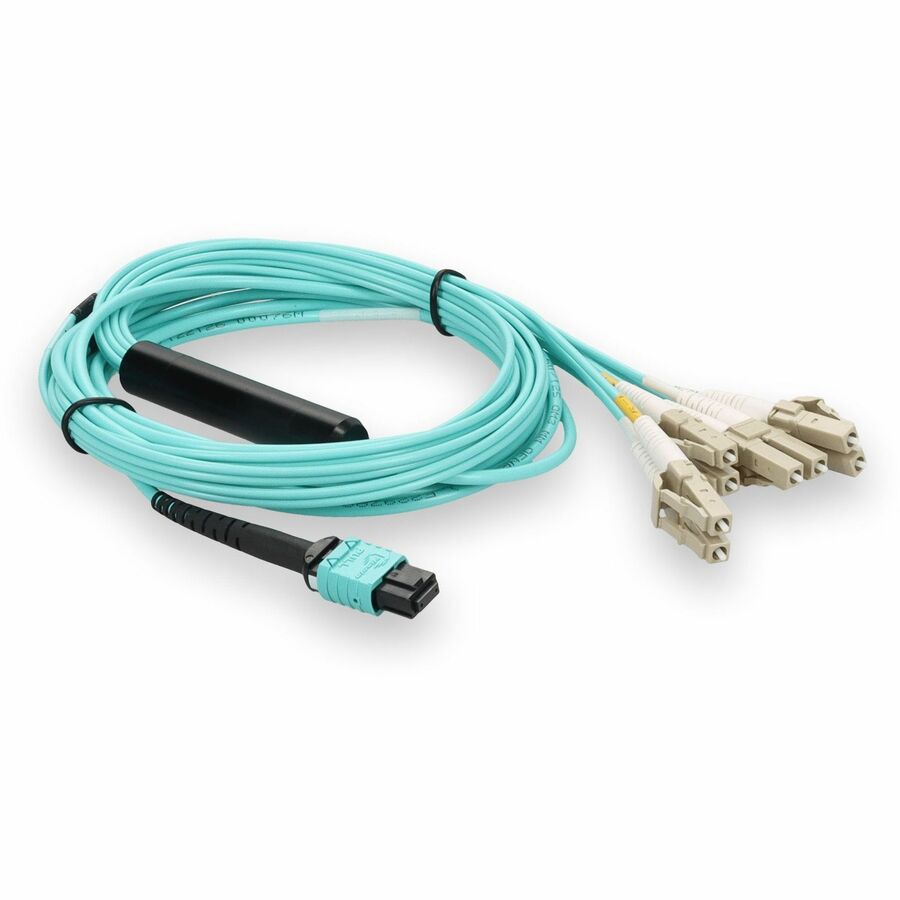 AddOn 3m Juniper Networks MTP-4LC-M3M Compatible MPO (Female) to 8xLC (Male) 8-Strand Aqua OM3 Fiber Fanout Cable