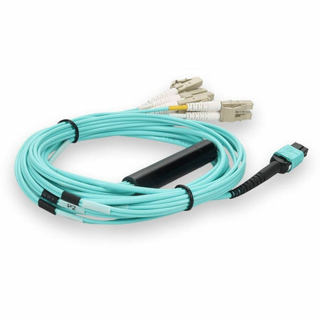 AddOn 3m Juniper Networks MTP-4LC-M3M Compatible MPO (Female) to 8xLC (Male) 8-Strand Aqua OM3 Fiber Fanout Cable