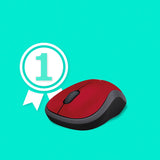 Logitech M185 Wireless Mouse, 2.4GHz with USB Mini Receiver, 12-Month Battery Life, 1000 DPI Optical Tracking, Ambidextrous, Compatible with PC, Mac, Laptop (Red)