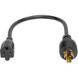 Eaton Tripp Lite Series Power Cord Adapter, NEMA 5-15R to NEMA L5-15P - Heavy-Duty, 15A, 120V, 14 AWG, 1 ft. (0.31 m), Black